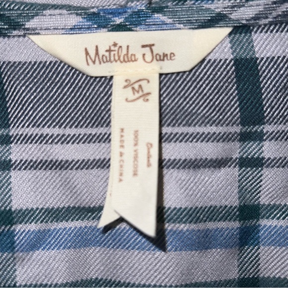 Matilda Jane Blue Fringe Flannel Cardigan Size M - Picture 6 of 6